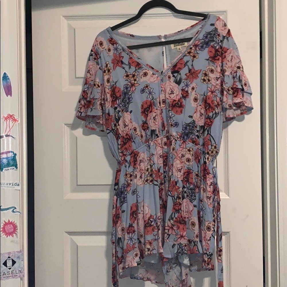 Blue-Floral Romper
